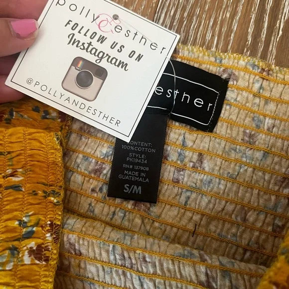 NWT! Polly and Esther yellow floral tube top - Picture 2 of 4